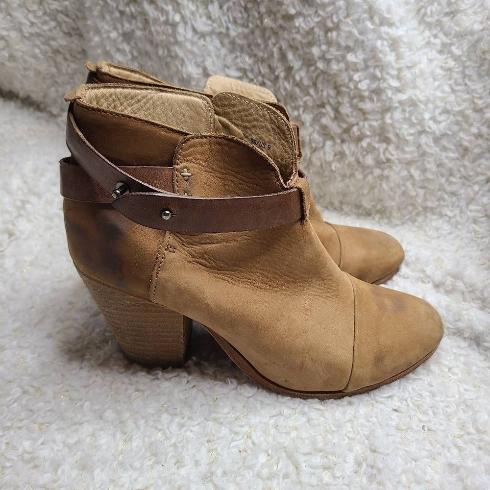 Rag & Bone Harrow Tan Leather Ankle Boots sz 9